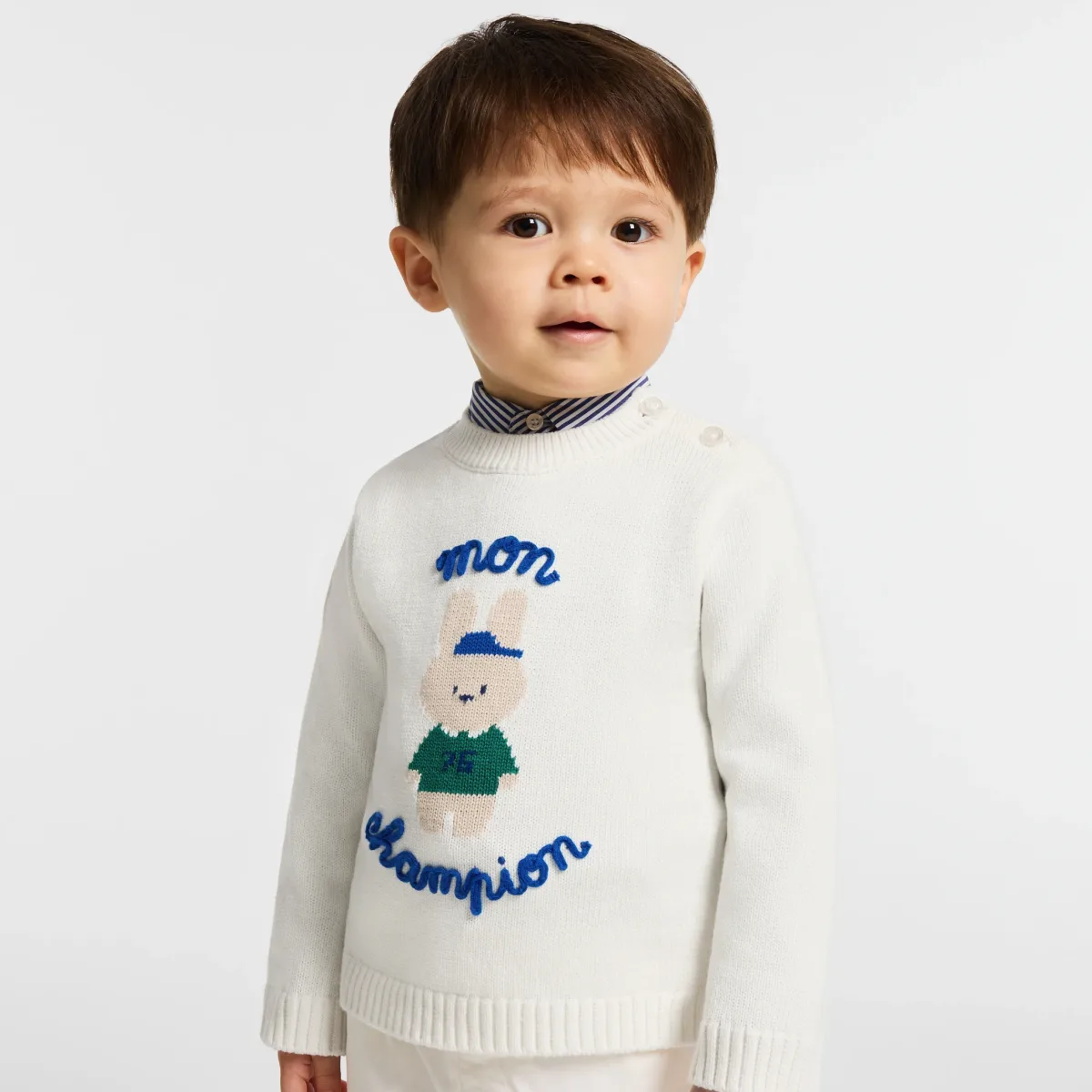 View 1 - Baby boy intarsia bunny cotton jumper
