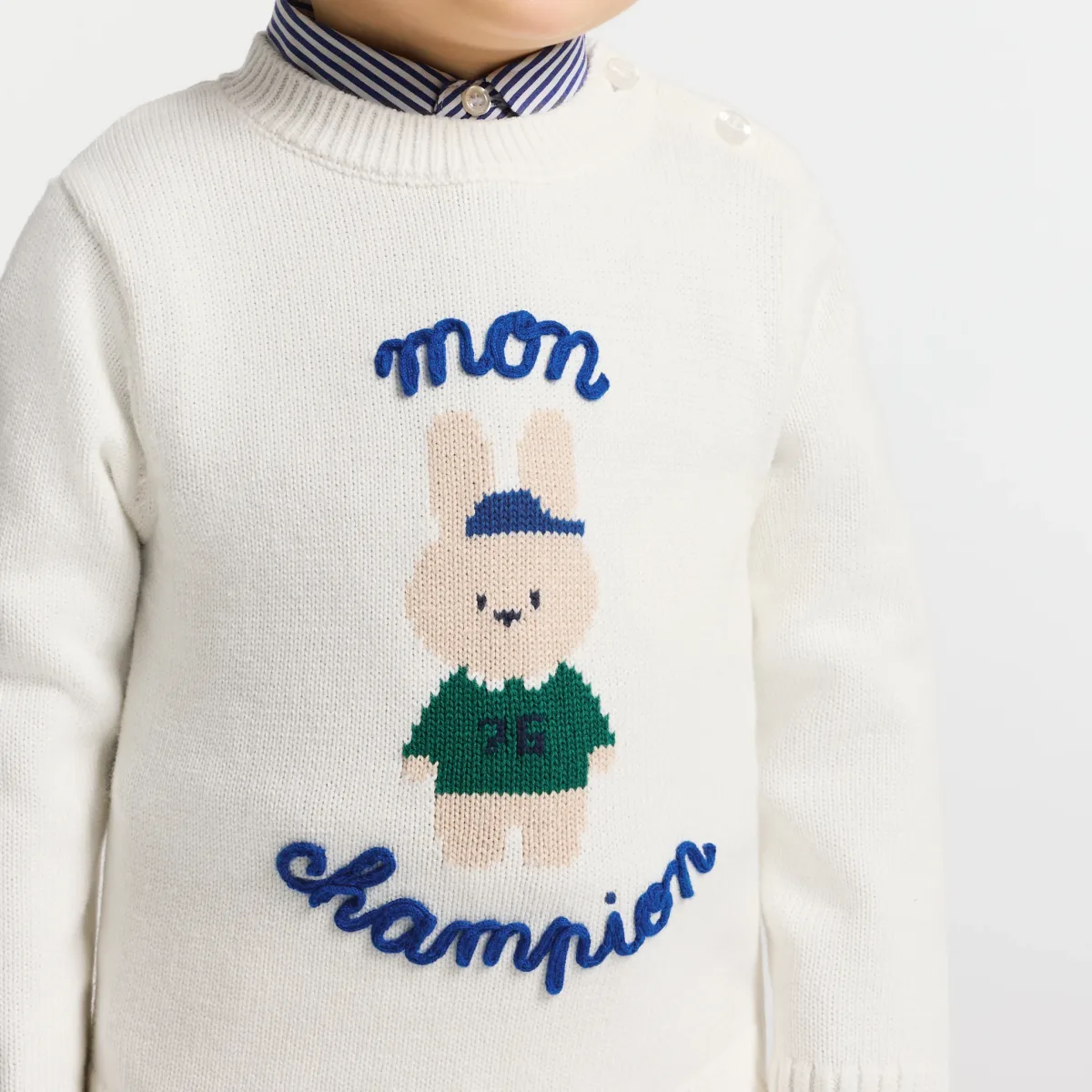 View 2 - Baby boy intarsia bunny cotton jumper