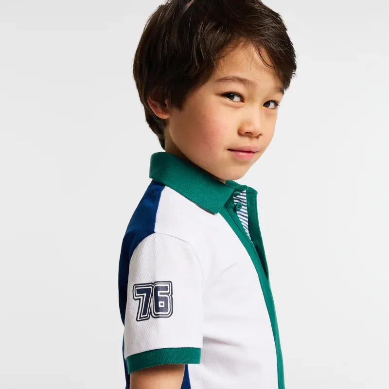 View 3 - Boy cotton piqué polo shirt