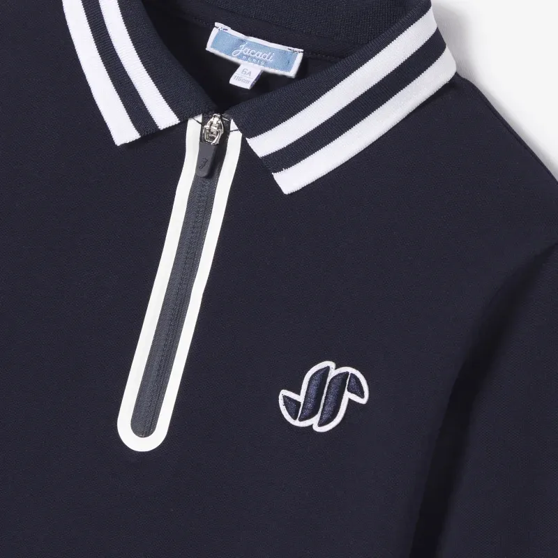 View 4 - Boy long-sleeved cotton polo shirt