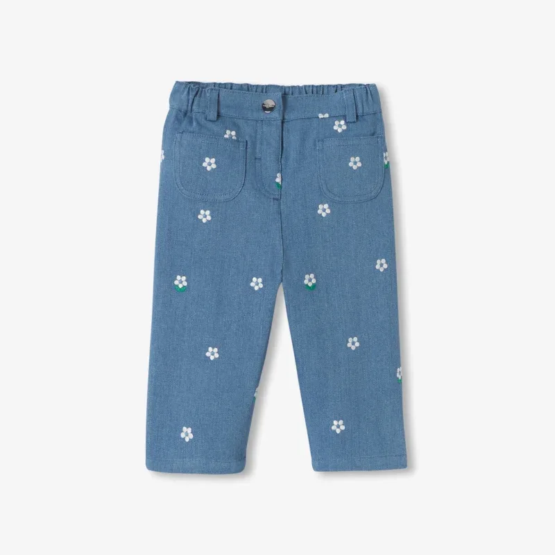 View 1 - Baby girl embroidered jeans
