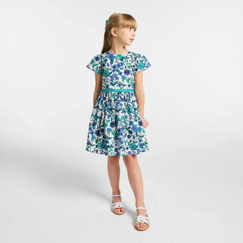 View 1 - Girl floral print poplin dress