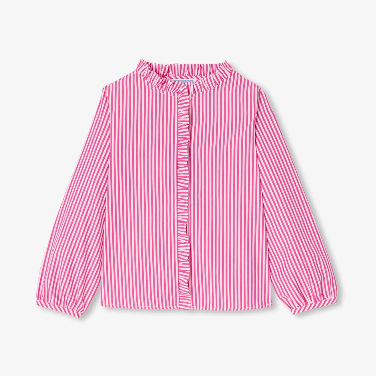 View 1 - Striped popeline shirt for girls
