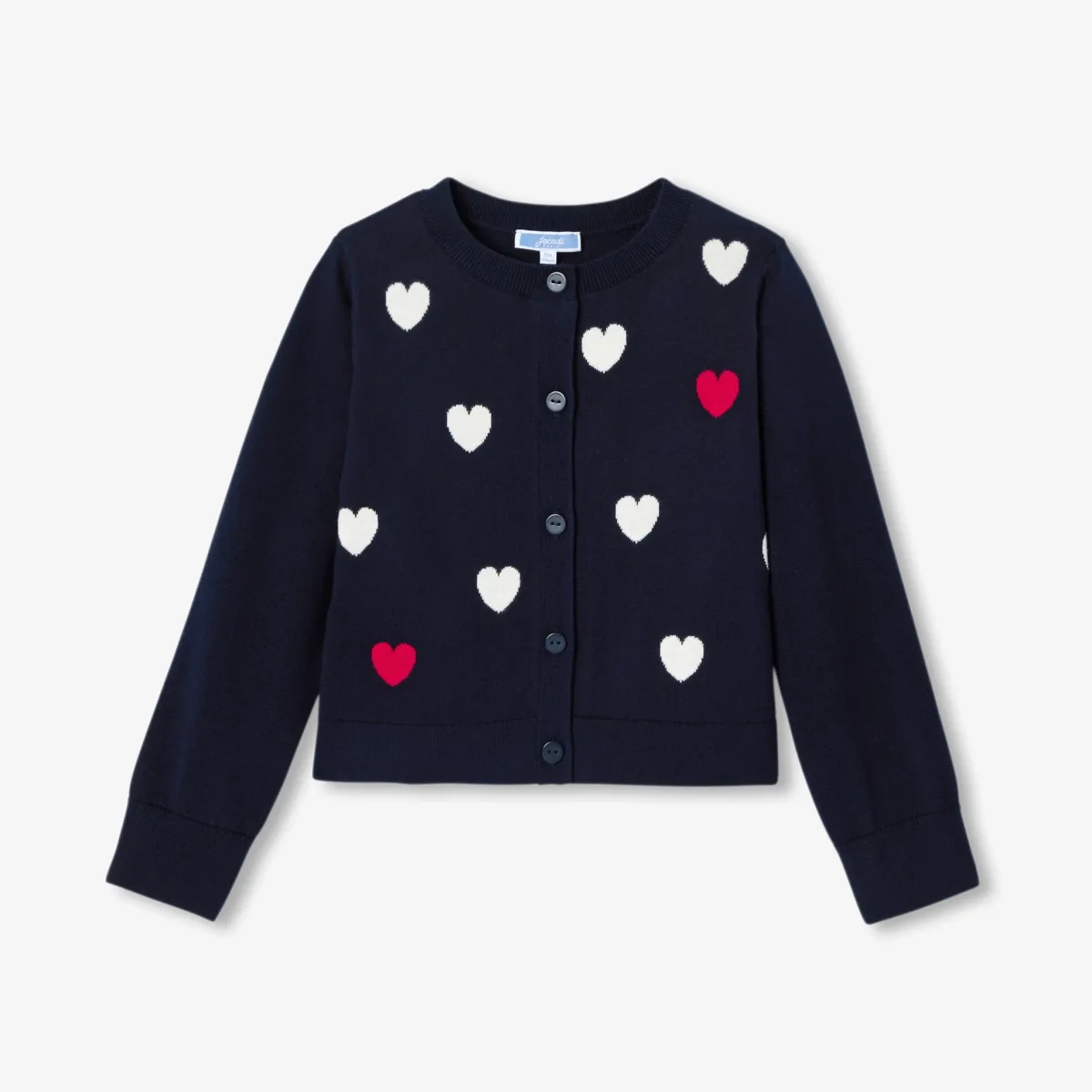 View 1 - Girl heart jacquard cardigan