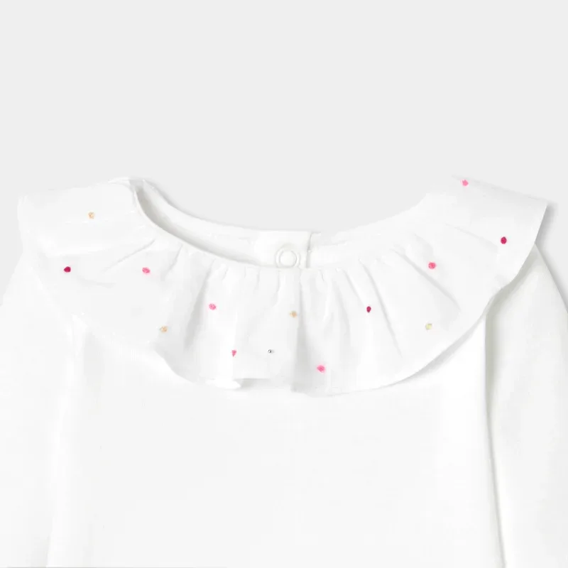 View 3 - Baby girl long-sleeved bodysuit with petal collar