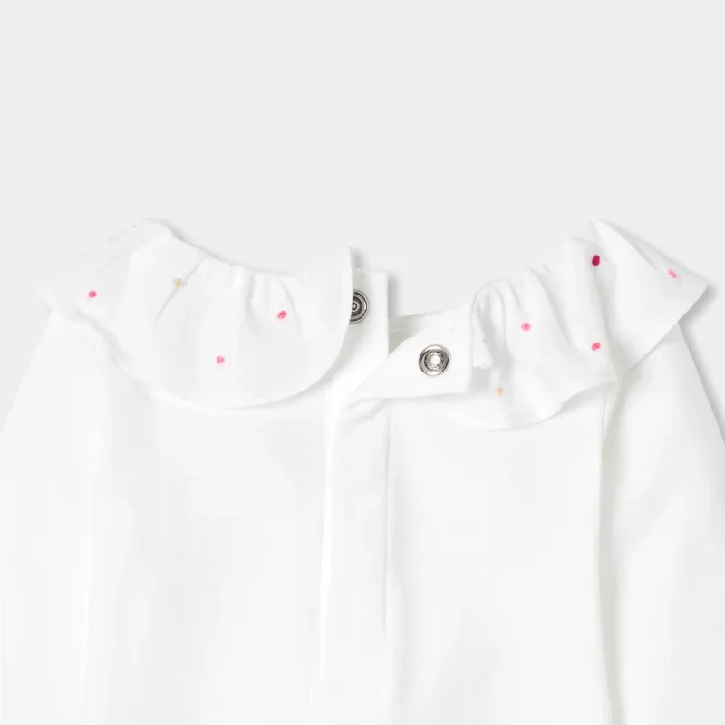 View 4 - Baby girl long-sleeved bodysuit with petal collar