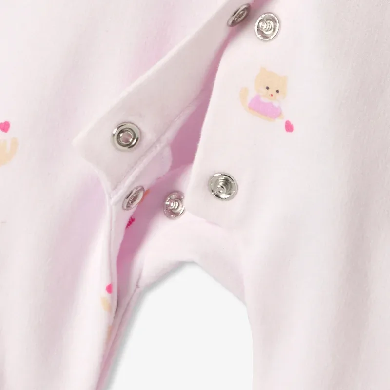 View 4 - Baby girl fleece pyjamas with cat and heart motifs