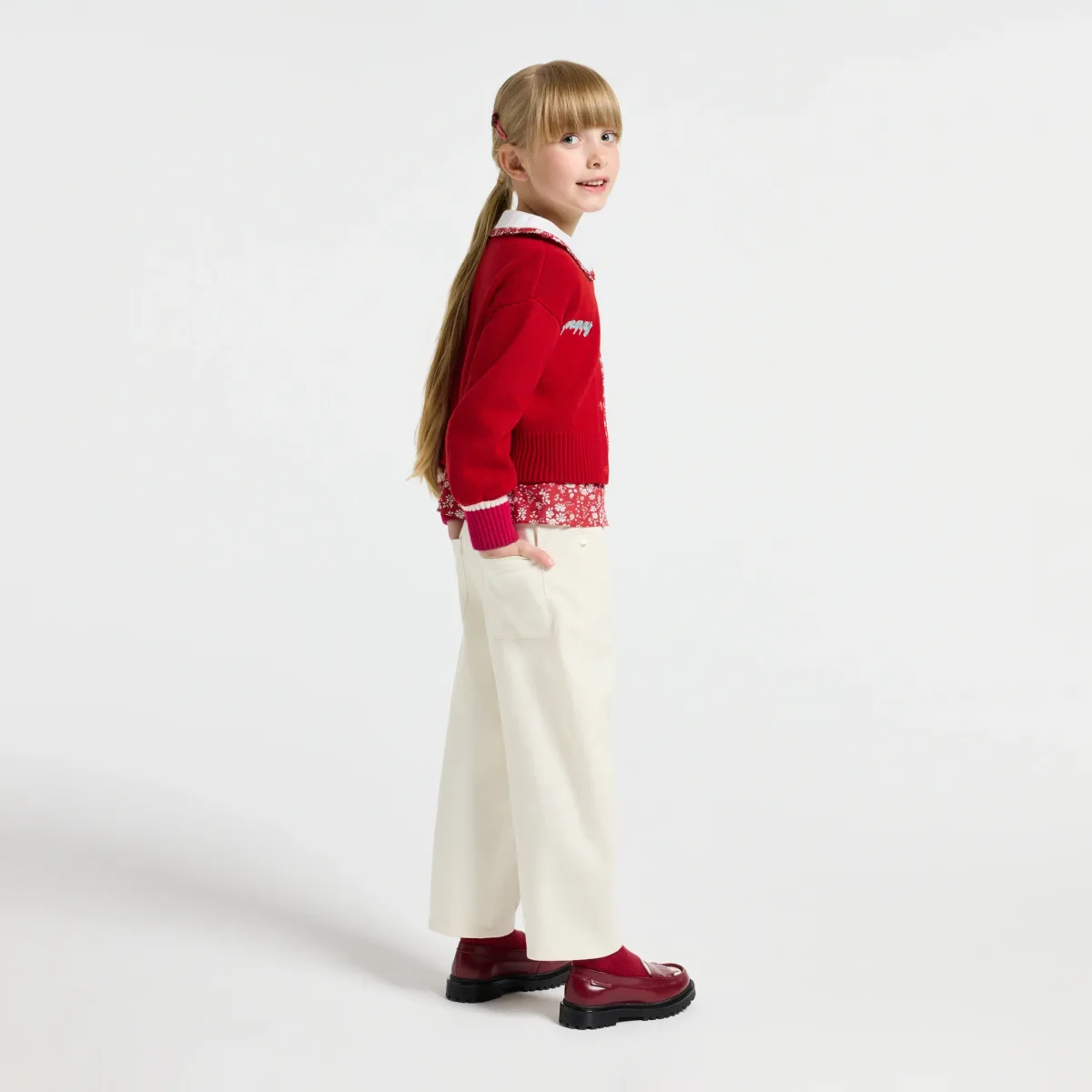View 1 - Girl twill barrel trousers