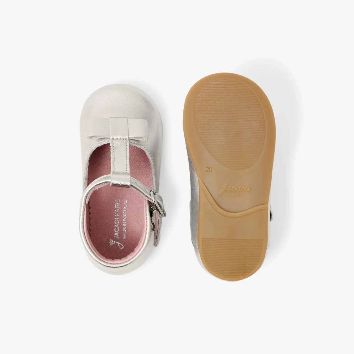 View 4 - Baby girl iridescent leather T-strap shoes