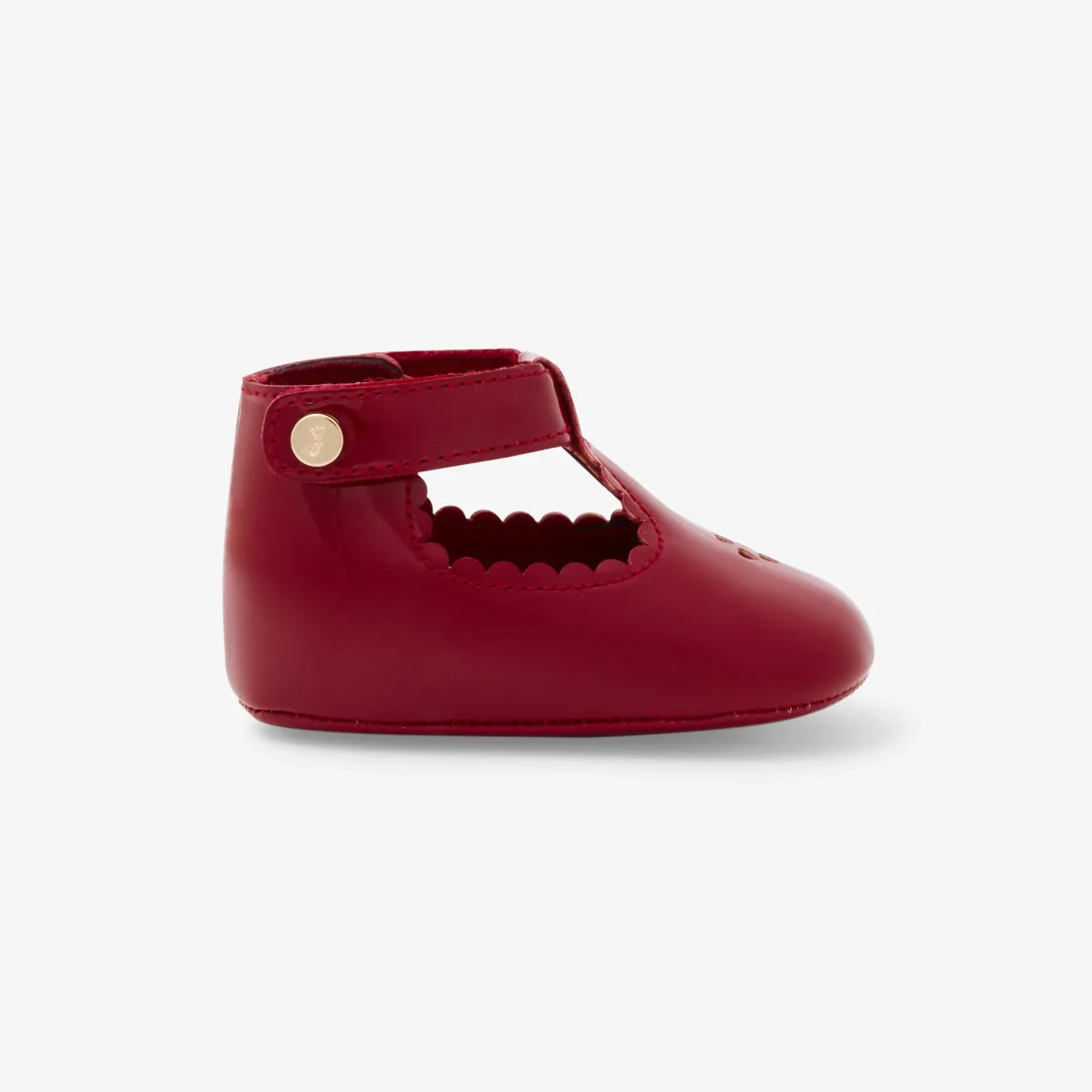 View 1 - Baby girl patent leather T-strap soft slippers