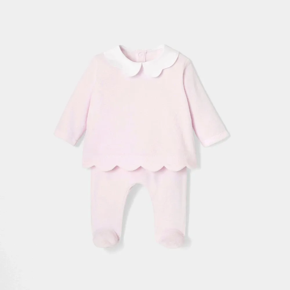 View 1 - Baby girl velour ensemble